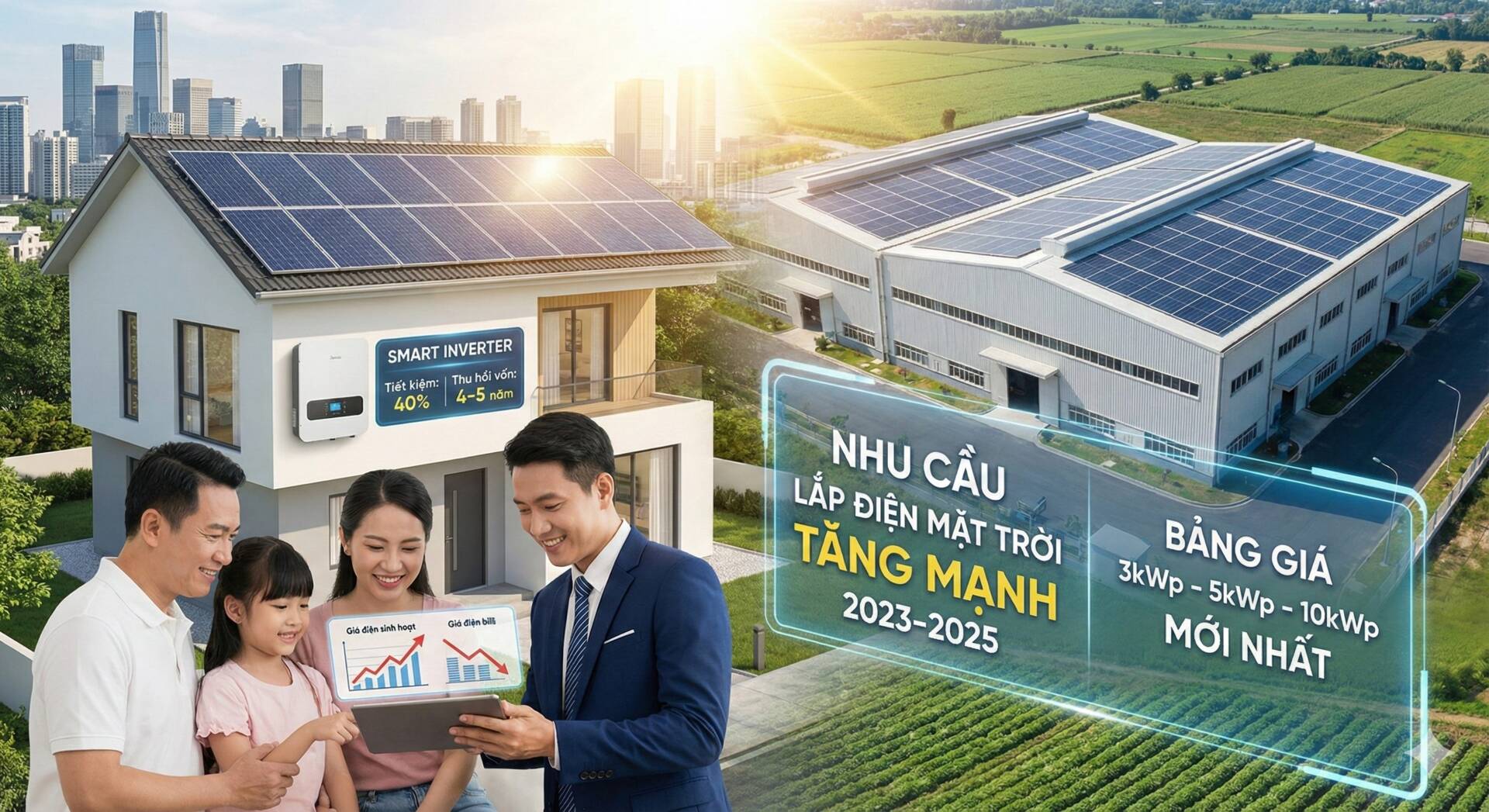 Lắp năng lượng mặt trời - không lo bill cao ngất trời